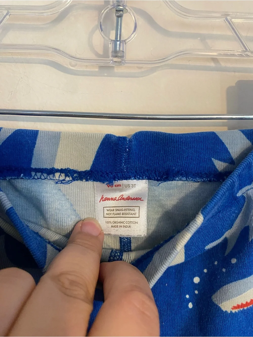 Hanna Andersson Blue Shark Print Kids Pajama Set Size 90 / 3T, shirt pants READ